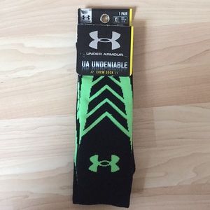 Green/Black Under Armour athletic crew socks